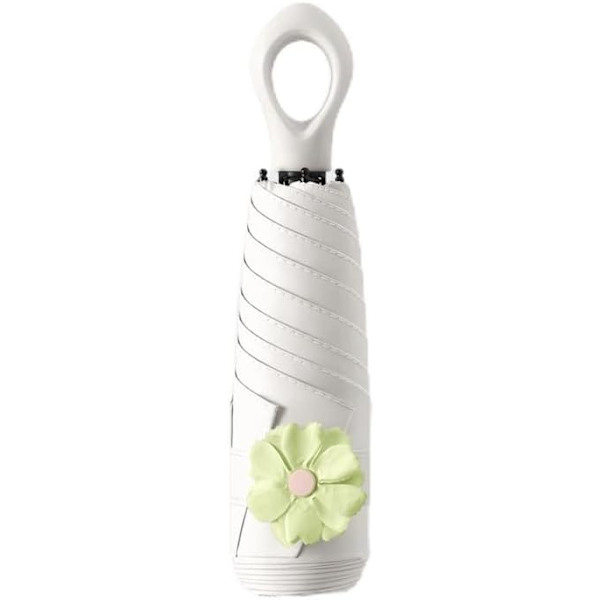 Mini aurinko matkustussateenvarjo Rengaskahva Päällystekerroskangas Kompakti taittuva käsilaukkusateenvarjo/Kevyt pieni kannettava reppu/Sade aurinko,Beige