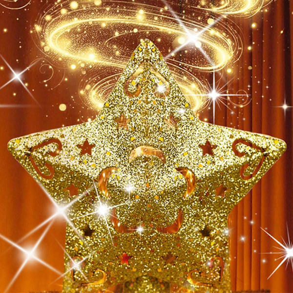 Juletretopp Belyst 3D Glitter Dynamisk Projeksjon for Juleferie Stjerne Star