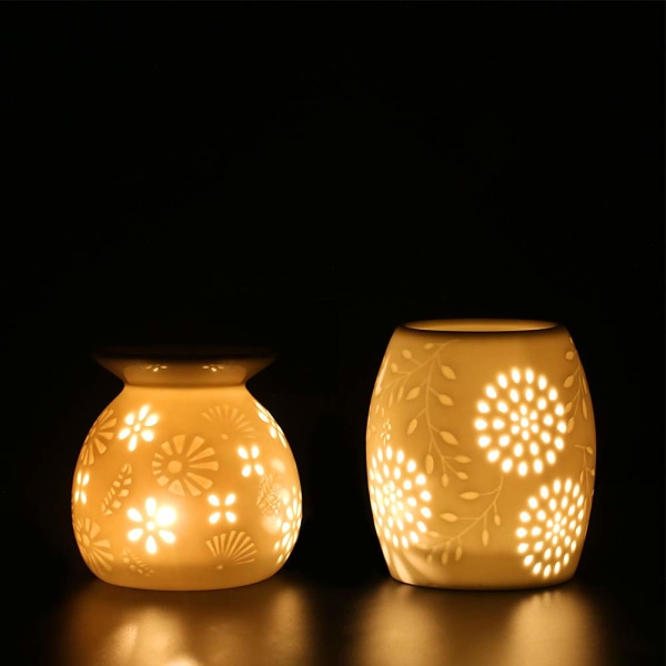 Aromalampe telysholder duftlampe laget av keramikk med lysskje