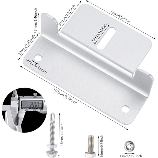 Solpanelklämma Aluminiumlegering Monteringssats med skruvar och muttrar för husbilsbåttak 4 stycken