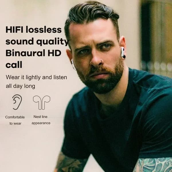 Pro 6 Trådløse Ørepropper, Pro6, Bluetooth 5.3, Hvit, NY