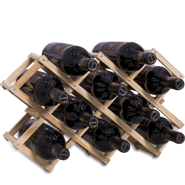 Puinen pinottava viiniteline, 10 pullon säilytystilaa 45X12,5X31CM, vintage pulloteline viinin säilytykseen, juomateline käsin kootut pullot