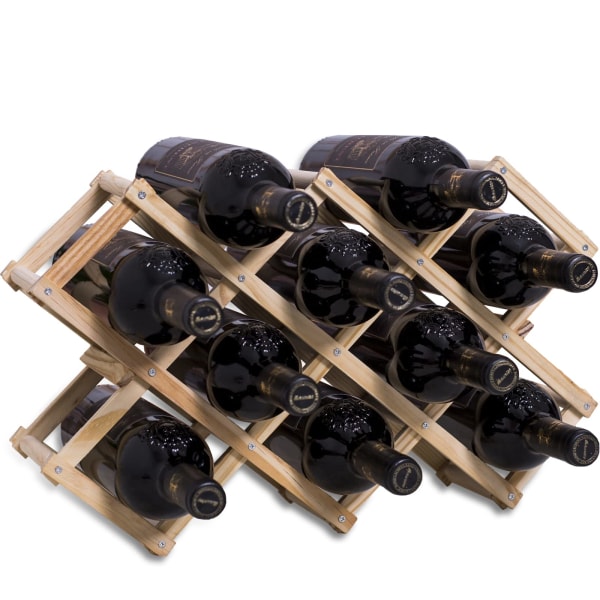 Træ vinstativ stabelbart, 10 flasker opbevaring 45X12.5X31CM, vintage flaskeholder til opbevaring af vin, drikkevareholder flasker samlet i hånden