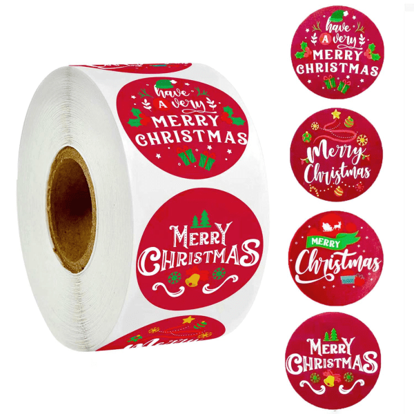 5 ruller juleforseglingsklistremerker, ruller med runde selvklebende juleklistremerker Julepynt-klistremerker