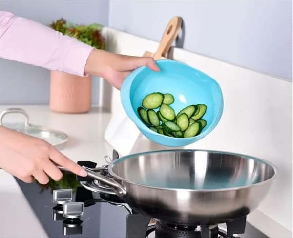 Kjøkken Sil Bolle Combo Sil for Ris, Pasta, Grønnsaker, Frukt (Blå)