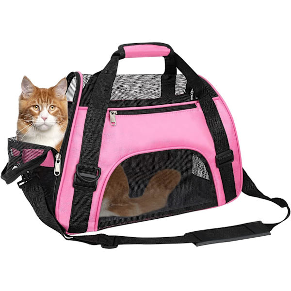 Lemmikkieläinten kantolaukku, lentoyhtiön hyväksymät duffel-laukut, lemmikkieläinten matkustamiseen tarkoitettu kannettava laukku pienille koirille, kissoille ja pennuille (M, 44 cm * 23 cm * 32 cm, vaaleanpunainen) Pink