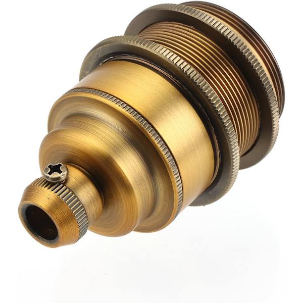 1 stk. Edison-fatning E27 Retro Vintage-stil Antik Kobber Lysekrone-lampe Adapter Ledningsfri, Antik Messing