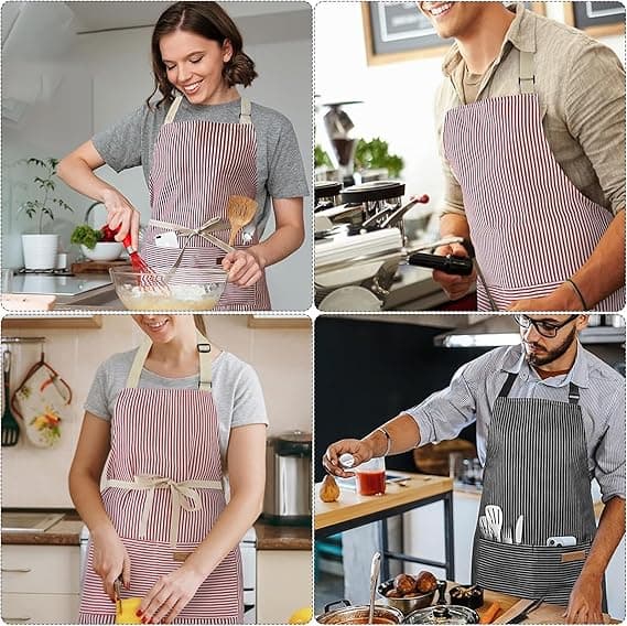 1 st Justerbart Förkläde Unisex Förkläde med Ficka Matlagning Kök Kock Förkläden för Kvinnor Män Hem Kök röd