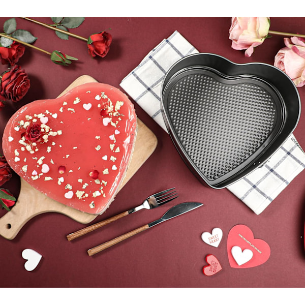 2 stk hjerteformet springformform 9 tommer nonstick hjerte ostekakeform, stor hjertekakeform, valentinsdagsbaking