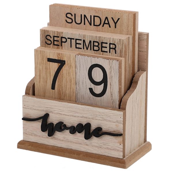 Kalender 2024 Kalender Skrivbord Datum Block Trä Datum Block Skrivbord Kalendrar Retro Heminredning Kontorsdekorationer Julkalender(15.2X13X6.5cm) Yellow