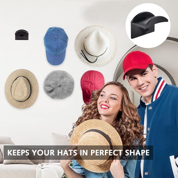 5 stk. selvklæbende hat holder krog til vægmontering, ingen boring, hat rack organizer, stærkt hold til hat rack, specielt til baseball caps