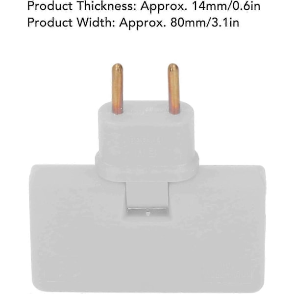 5 stk. Flat Stikkontakt Trådløs Pluggkonverter 180 Graders Rotasjon 1 til 3 EU Pluggadapter 110-250V for Plassering Bak Møbler.