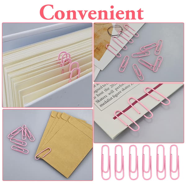 72-delt sett med klips og binders, rosa 4-i-1 rund boks klips stasjonærsett