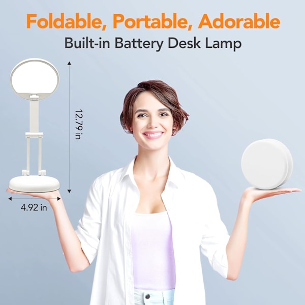 LED-bordlampe, Dimbar Bordlampe, 6400mAh Batteridrevet Bordlampe, Oppladbar Lampe til Soverom, Berøringslamper Nattbordlamper