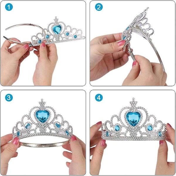 6 Dele Elsa Prinsesse Kostume Tilbehør Halskæde/ring/øreringe/handsker/tiara/tryllestav Til Cosplay Julefest Fødselsdagsfest