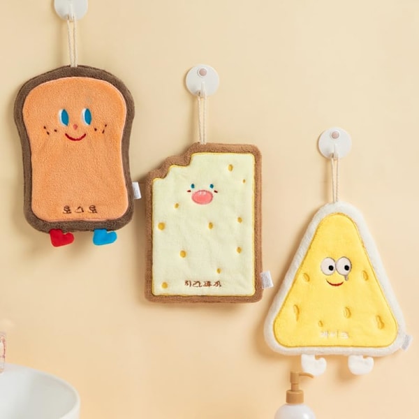 Kreativ söt Kawaii mat Toast Cake Donut tema handduk, torka händerna direkt kök hushållsrengöring trasor handduk tjock korallfleece -Donut