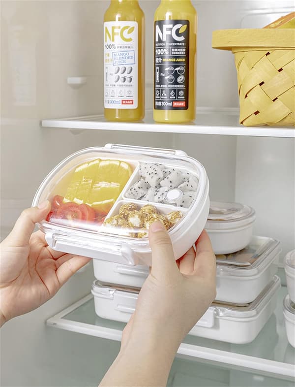 Divided Lunch Box, 2 roms matboks for barn og voksne, matbeholdere for skolearbeid, reiser - 950 ml