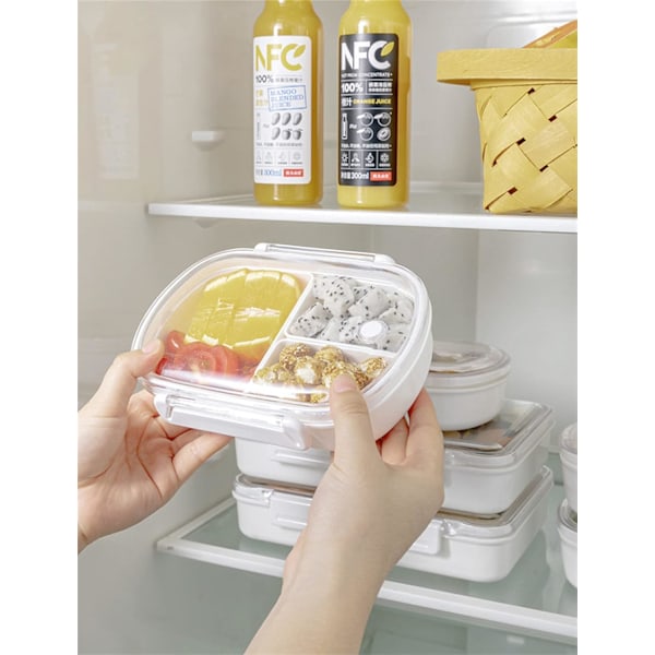 Divided Lunch Box, 2 roms matpakkebeholdere for barn og voksne, matbeholdere for skolearbeid Reise-350ml