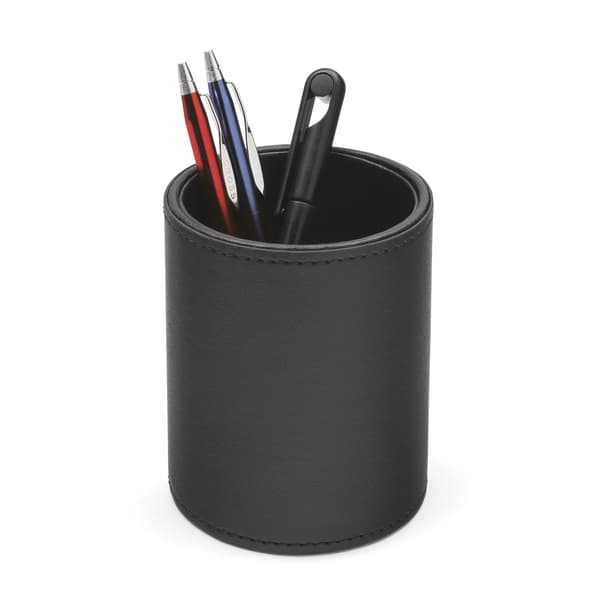 Penneholder i kunstlær - Svart Black