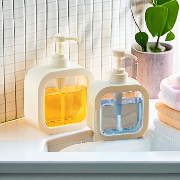 Tvåldispenser - påfyllningsbar handtvättvätska, diskmedel, schampolotionflaska med pumphuvud och etikett (2-pack (300ML+500LM))