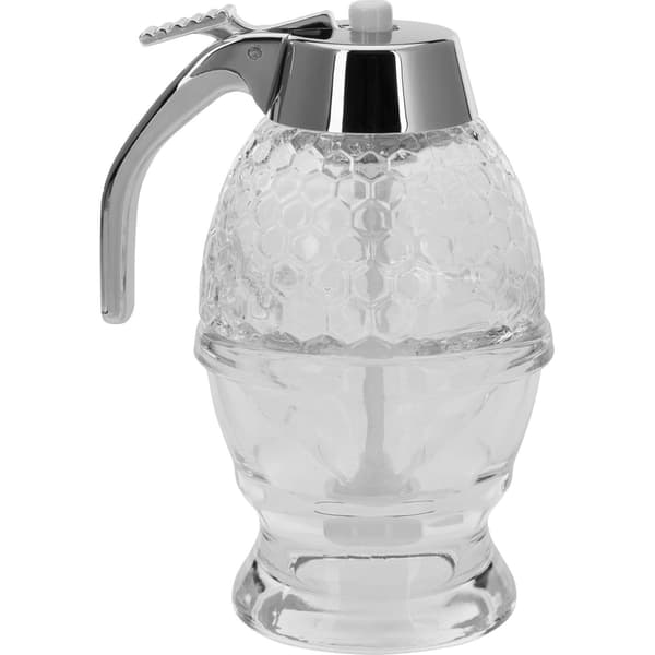 Honningdispenser, honningdoser med støtte, bikubemønster, transparent