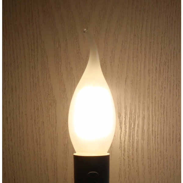 Set med 6 LED-lågspänningslampor E14 4W Varmvitt 2700K-Filamentljuskällor för Kronljusstakar-Frostat Glas