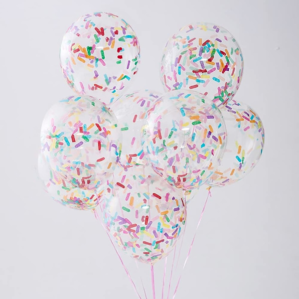 12 Konfetti Party Ballonger Regnbåge Konfetti Ballonger 12 Tum Flerfärgad Latex Ballong med Ljusa Färgglada Konfetti Förfylld