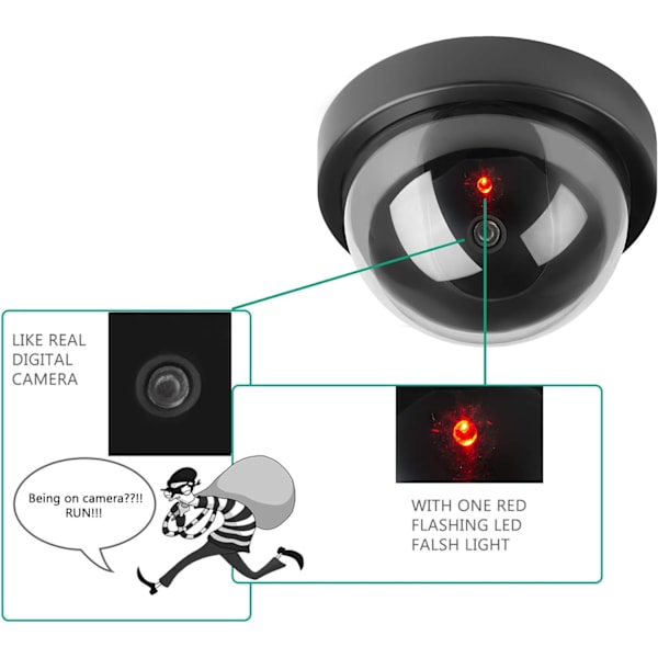 Dummykameraer, sikkerhetsdummy CCTV-kuppelkamera med LED-blitslys for bedrifter, butikker, hjem, falsk overvåkingskamera falsk overvåking (4-pakning) 4pc