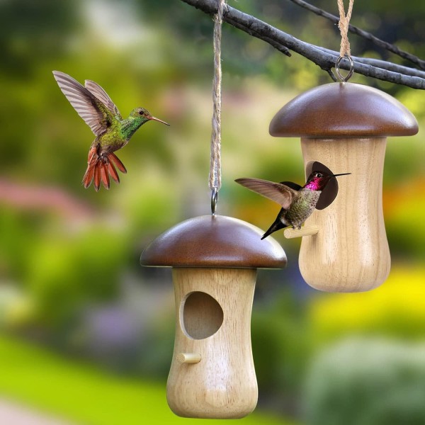 Kolibritalo, Ripusta Kolibrin Pesä Kolibri Ulkona, Sienenmuotoinen Puutalo