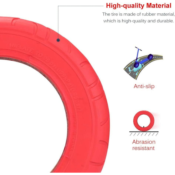 Ytterdäck 10\" Röd Uppgradering Ersättning bekväm resistent för Xiaomi M365/ 1S/ ESSENTIAL/PRO/ PRO2 Elsparkcykel
