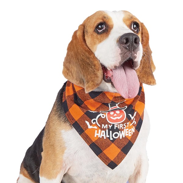 Halloween-hundsnusnäsdukar, 2-pack vändbara bomullssnusnäsdukar med lysande print Halloween-bandana för husdjur, triangelpläd för små medelstora hundar, husdjur