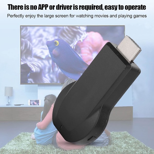 Trådløs Display TV, HDMI Dongle Adapter Indbygget WiFi Modul Understøtter 2.4GHz WiFi Trådløs Display Dongle Adapter Receiver HDMI TV