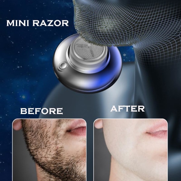 Miniparranajokone, Mini ShavePortable sähköparranajokone Type C, märkä ja kuiva parranajokone USB ladattava vedenpitävä, taskukokoinen kannettava (Gradient Blue Silver)