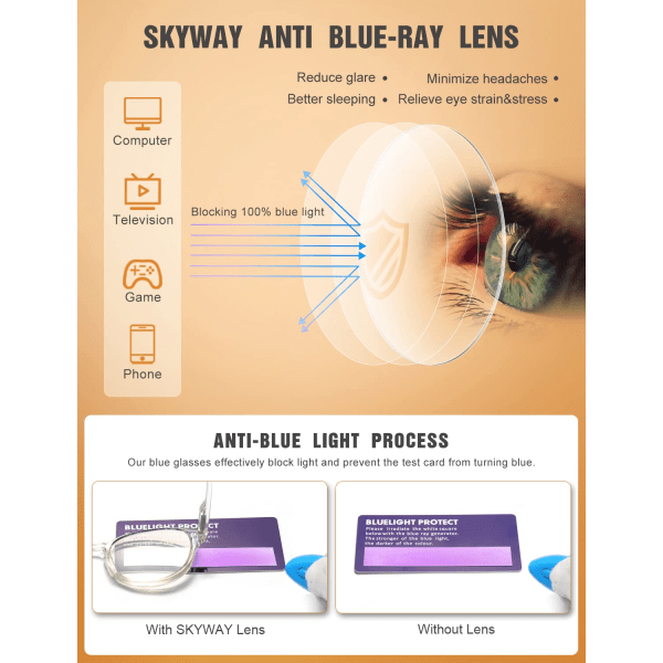Sininen valoa estävät lukulasit jousi saranat, pyöreä tietokone pelikirjat naiset miehet kevyt heijastamaton