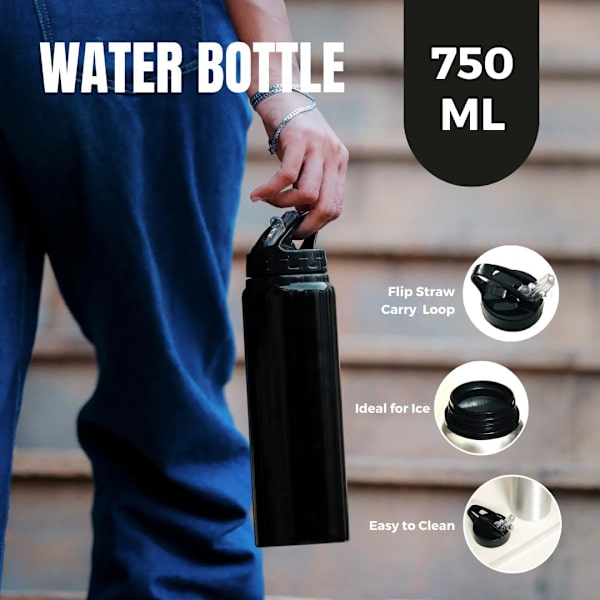 Sportvattenflaska med sugrör 750ml – Läckagesäker, hållbar, återanvändbar, spillfri vattenflaska för barn, pojkar & flickor – Modern korkdesign, dryckesflaska