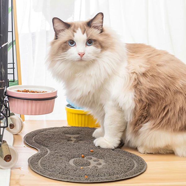 Foderunderlag til kæledyr - Grå 45 x 26 cm - Skridsikker til katte og hunde - Velegnet til vådt og tørt foder