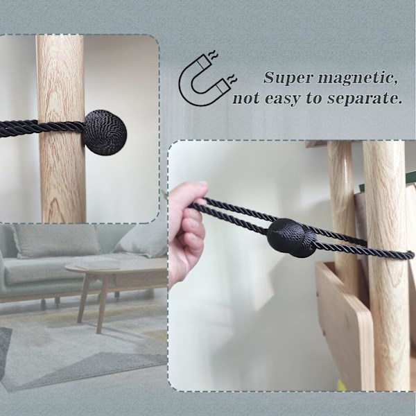 Magnetiske gardinbindere sorte 2 pakker, gardinbindere spænder holdere clips til hjem soveværelse kontor dekorative tykke eller tynde gardiner Black