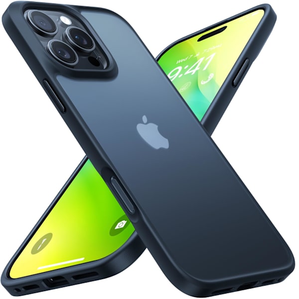 Kotelo iPhone 16 Prolle, huippusertifioitu sotilastason suojaus, iskunkestävä kotelo, samettisen pehmeä tuntu, matta tausta, musta