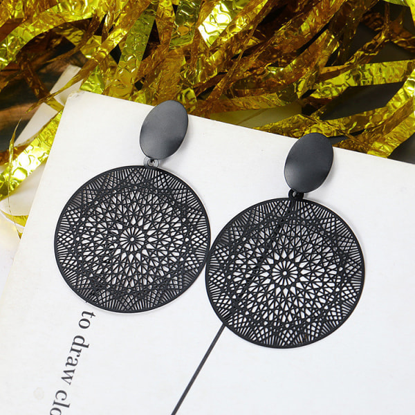 Boho sorte blomsterøreringe vintage prik ørestikker blonde skive dråbe dinglende øreringe unikke sorte geometriske tatovering blonde hoop øreringe