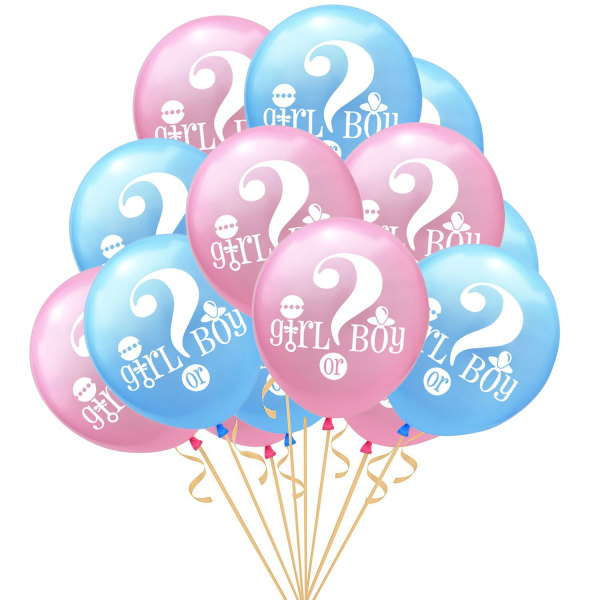 Baby køns-afslørende ballonsæt, lyserøde og blå konfetti-pailletter og hjerteformede aluminiumsfolieballoner (18 stk)