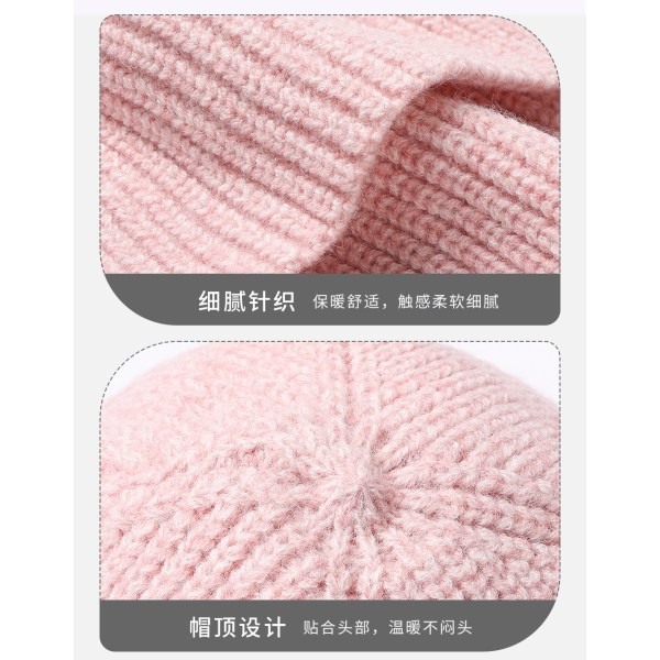 Koreansk stil for kvinners høst- og vinterulllue, trendy og allsidig varm løs strikkelue for å holde varmen