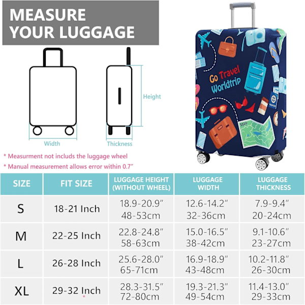 Matkalaukku suojus Pestävä Matkalaukku suoja naarmuuntumisen estävä Matkalaukku suojus Sopii 18-32 tuuman matkalaukulle (Go travel-Trip,L)