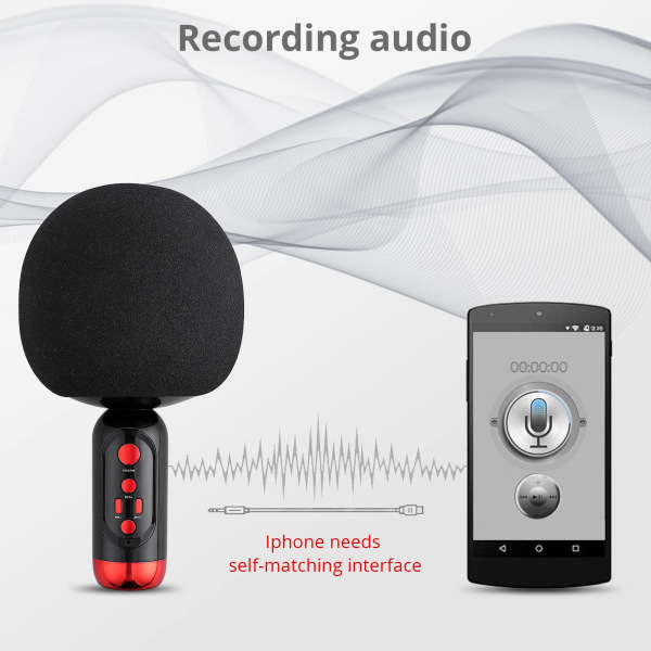 Bluetooth Karaoke Mikrofon med TWS Duet Bluetooth 5.0 Inbyggd Högtalare Bärbar Handhållen Mikrofon Stöd TF