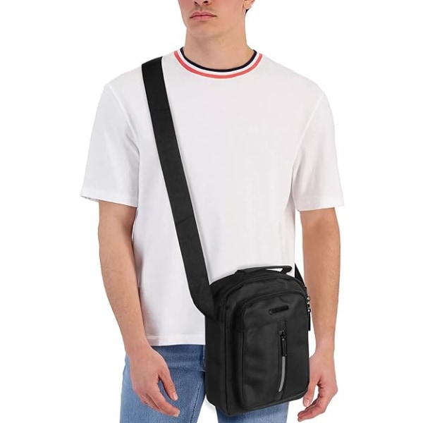 Skuldersekker for menn, crossbody-vesker, små messenger-vesker for menn, herrevesker, casual vesker, reisetelefonvesker for arbeid og fotturer (svart) Black