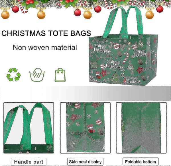 8 st Julklappspåsar, Julkassar med handtag 25-26s