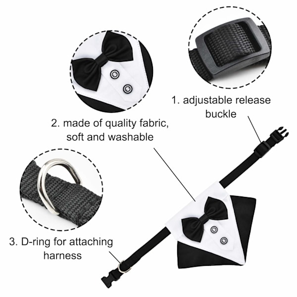 Hunde Smoking Bandana Halsbånd, 1 stk. Justerbar Formel Hund Bryllup Bandana Kæledyr Bryllup Dragt Butterfly Bandana med D-Ring til Små Mellemstore Hunde M