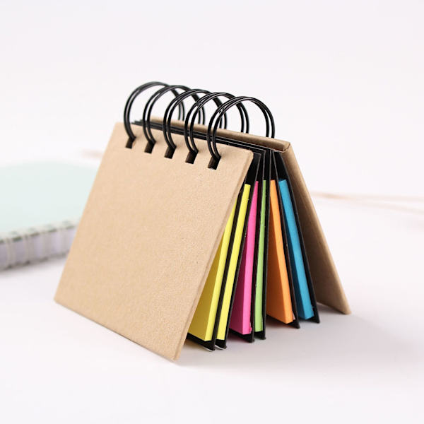 Klistrelapper Boks Multi Memo Notepad Portefølje, 5 Farger, Brun, 85*80mm