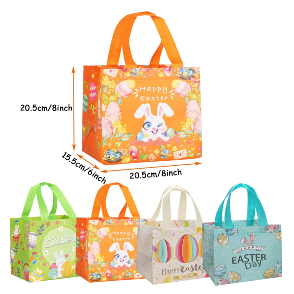 4 packs Reusable Gift Bags,Treat Bags with Handle,Non-woven Bags for Easter Party