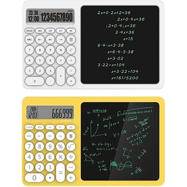 Bærbar LCD-skrivetavle med integreret lommeregner til matematiske beregninger, notetagning og memo-skrivning LCD-skærm Lommeregner Hvid