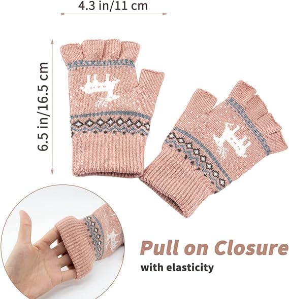 Unisex Vinter Halvfinger Handsker Varme Vinter Fingerløse Touchscreen Handsker Strækbar Strik Typing Handsker, Pink